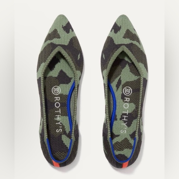 Rothy's The Point Olive Camo Green Flats Pointed Toe Discontinued. - Picture 3 of 6